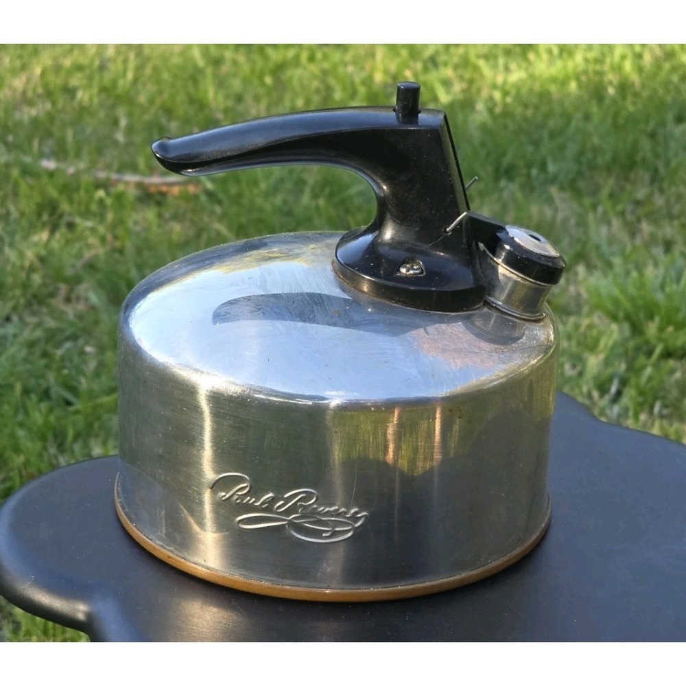Vintage Revere Ware Stainless Steel Copper Bottom Tea Kettle Pot GUC 1121 6 Cup